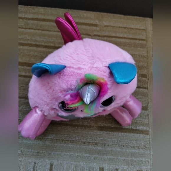 Zuru Rainbowcorns Plush Pink Cat Unicorn Silver Heart on Stomach Stuffed Toy 10" - Picture 6 of 16